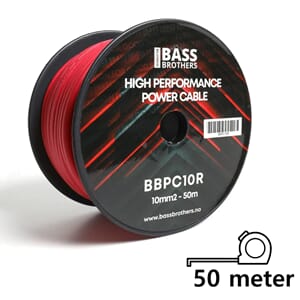 Bass Brothers 10mm2 strømkabel rød - hel rull